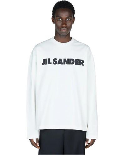 Jil Sander Magliette a maniche lunghe con stampa logo - Bianco