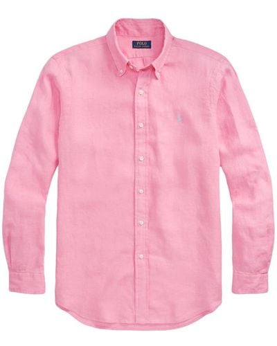 Ralph Lauren Leinen button-down hemd - Pink