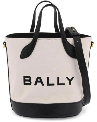 Bally Canvas bucket tasche mit logo-print - Schwarz
