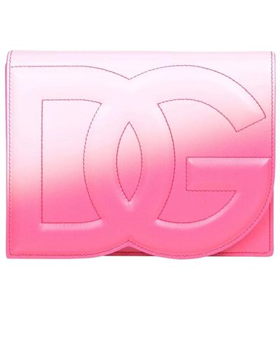 Dolce & Gabbana Rosa leder crossbody tasche mit klappenverschluss - Pink