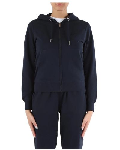 Sun 68 Baumwoll-piquet-zip-hoodie mit strass-logo - Blau