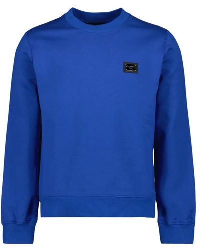 Dolce & Gabbana Logo-plakette sweatshirt - Blau