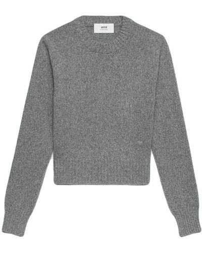 Ami Paris Round-Neck Knitwear - Gray