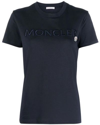 Moncler Blau besticktes logo t-shirt - Schwarz
