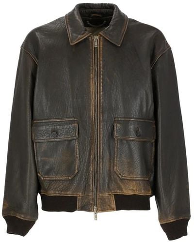 Golden Goose Leather Jackets - Grey