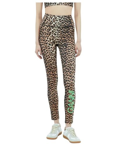 Ganni Leopard print high waist leggings - Mehrfarbig