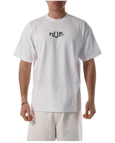 Huf Baumwoll-t-shirt mit front- und rückendruck - Grau