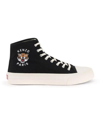 KENZO Canvas high top sneakers mit lucky tiger print,hohe canvas-sneakers mit lucky tiger print - Schwarz