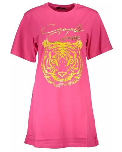 Class Roberto Cavalli Rosa baumwolltops & t-shirt, kurze ärmel, regular fit - Pink