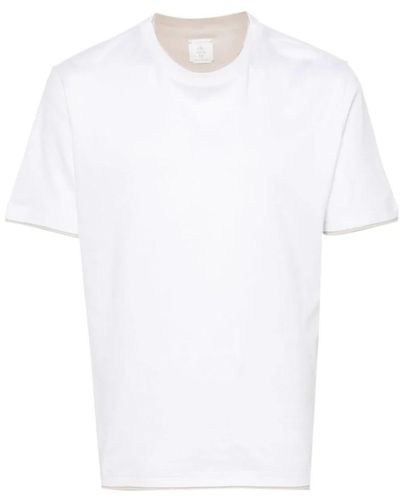 Eleventy Lussuosa giza cotton crewneck t-shirt beige - Bianco