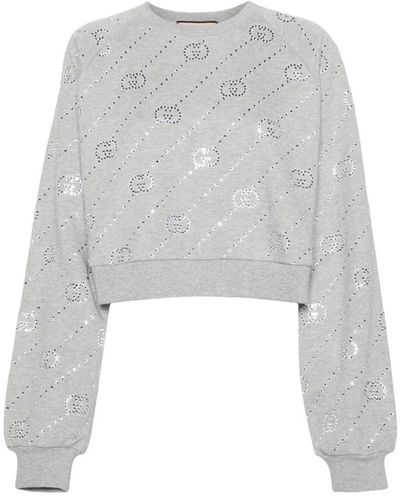 Gucci Grauer kristall-monogramm-sweatshirt