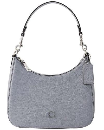 COACH Borsa hobo a tracolla - pelle liscia - grigio