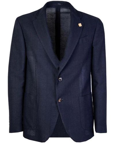 Lardini Blue Two-Button Cotton Jacket - Blau