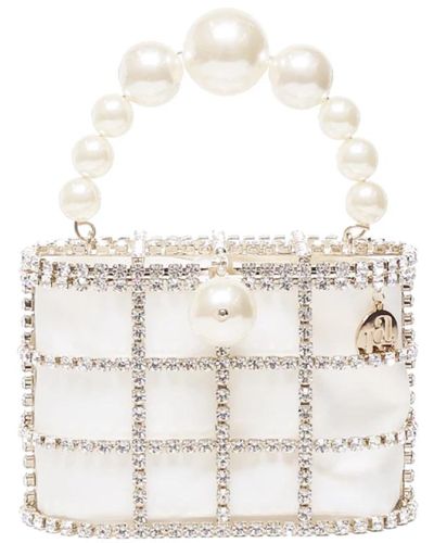Rosantica Tasche mit kristallverzierung und perlen - Weiß