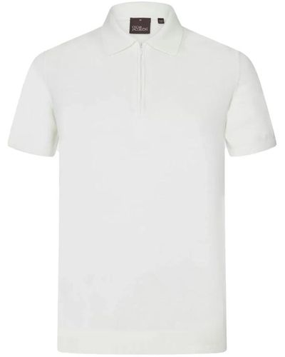 Oscar Jacobson Poloshirt mit kurzem reißverschlusskragen - Weiß