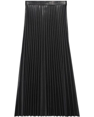 Balenciaga Falda plisada de cuero negro