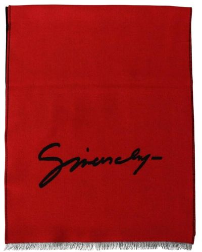 Givenchy Sciarpa a portafoglio invernale unisex di lana rossa nera calda - Rosso