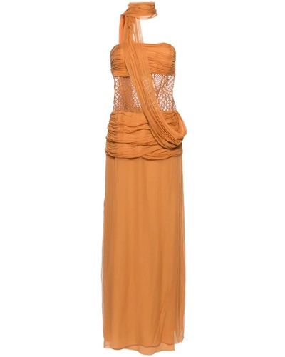 Alberta Ferretti Kleid mit Spitzendetail - Orange