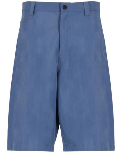 Maison Kitsuné Blaue baumwoll-bermuda-shorts hohe taille