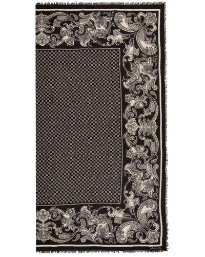 Balmain Mini monogram paisley foulard bufanda - Negro