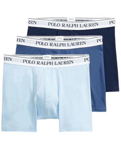 Ralph Lauren Blaue stretch-baumwoll-boxershorts im 3er-pack
