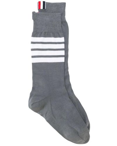 Thom Browne 4 bar mid calf socks,marine mid calf socks mit 4 bar - Grau
