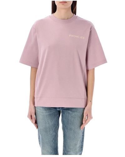 Moncler Magliette rosa con collo rotondo - Rosso