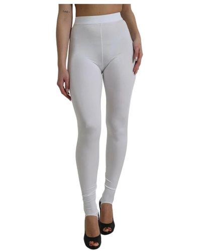 Dolce & Gabbana Weiße leggings mit hoher taille - Grau