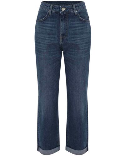 Kocca Jeans straight efecto desgastado con dobladillo - Azul