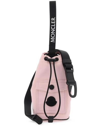 Moncler Nylon mini eimer tasche mit kordelzugverschluss - Pink
