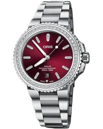 Oris Diamanti quadrante rosso orologio donna - Metallizzato