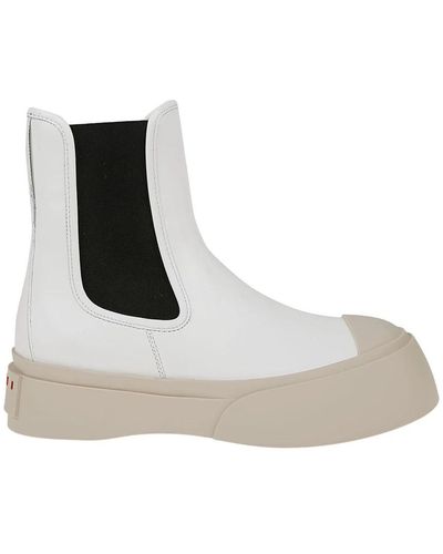 Marni White Leather Pablo Boots - Multicolour