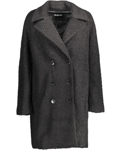 Desigual Double-Breasted Coats - Black