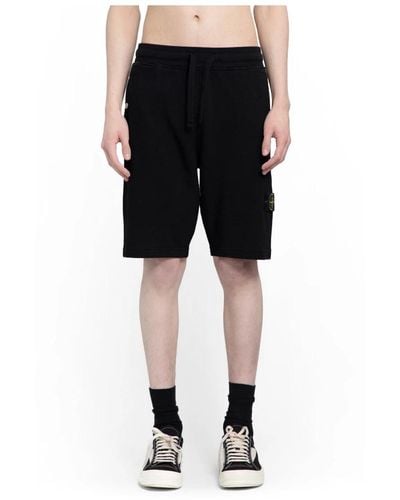 Stone Island Schwarze bermuda-shorts mit elastischem bund
