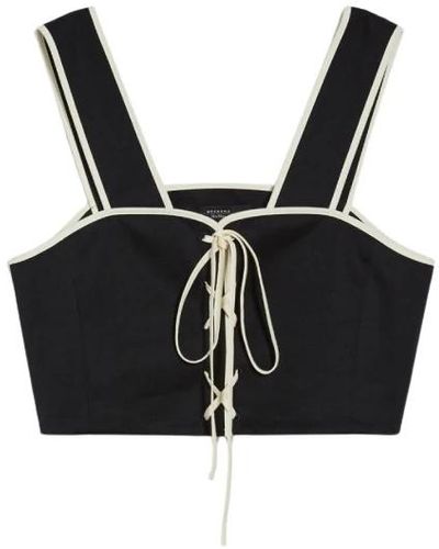 Weekend by Maxmara Top cropped smanicato in cotone - Nero