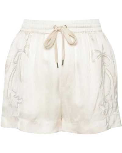 Pinko Bestickte satin-shorts elastischer bund o - Weiß