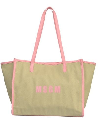MSGM Rosa canvas einkaufstasche - Grün