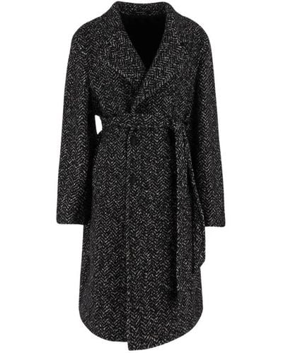 Tagliatore Belted Coats - Black