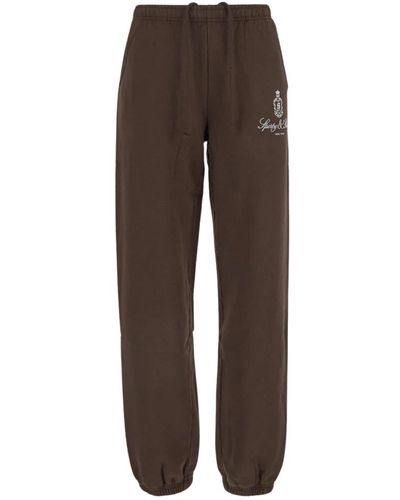 Sporty & Rich Schokoladen baumwoll sweatpants mit logo - Braun