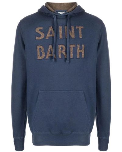Mc2 Saint Barth Felpa in cotone con logo - Blu