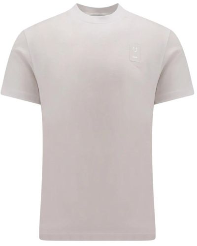 Ferragamo T-shirt in cotone con logo patch - Grigio