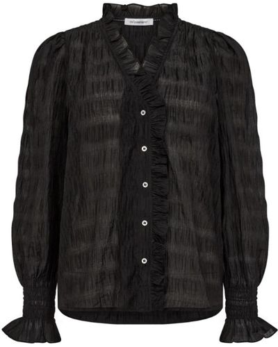co'couture Bluse mit rüschen und puffärmeln - Schwarz
