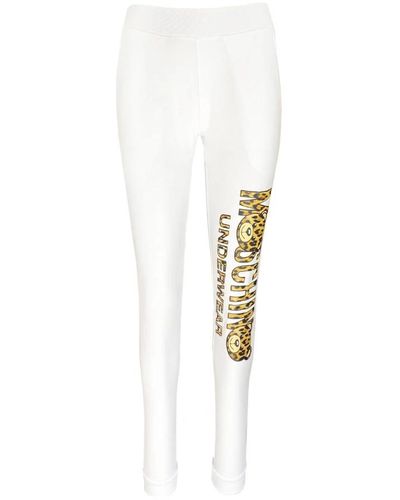 Moschino Leopard logo track pants - Blanco