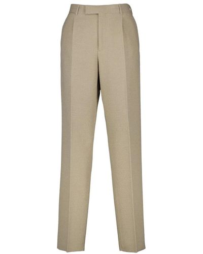 Dior Pantaloni in lana a pieghe taglio dritto - Neutro