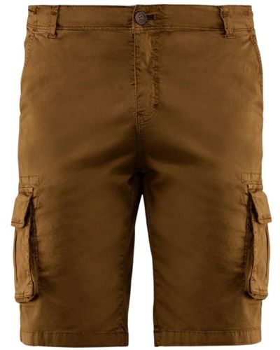 Bomboogie Stretch gabardine cargo bermuda shorts - Marrone