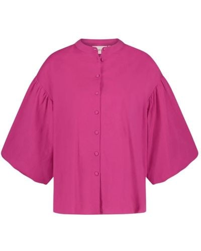 FABIENNE CHAPOT Bluse mit knopfleiste und ausgestellten ärmeln - Pink