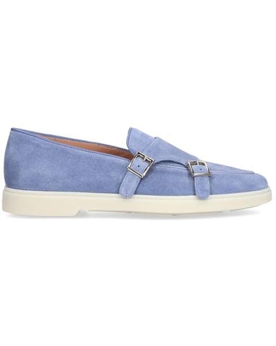 Santoni Monk shoes 59194 veloursleder - Bleu