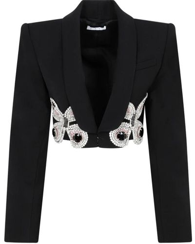 Area Embroidered butterfly cropped blazer - Nero
