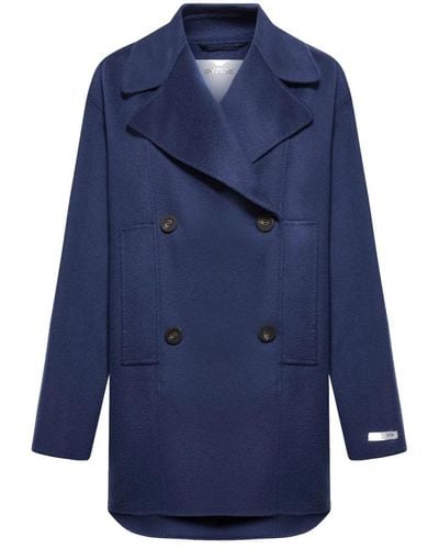 Sportmax Double-Breasted Coats - Blue