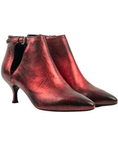 Strategia Metallic burgundy heeled boots - Rojo
